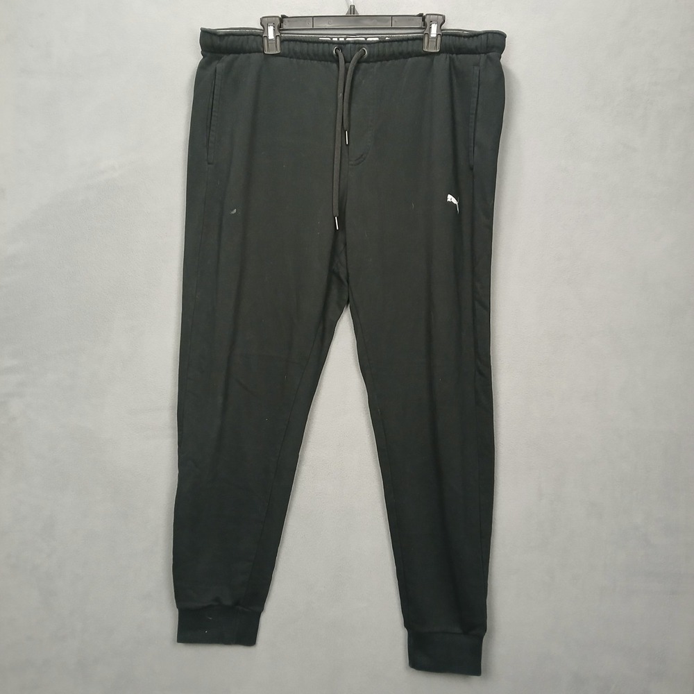 Puma Sweatpants Mens XL Black Drawstring Running Training Athleisure Tapered Leg